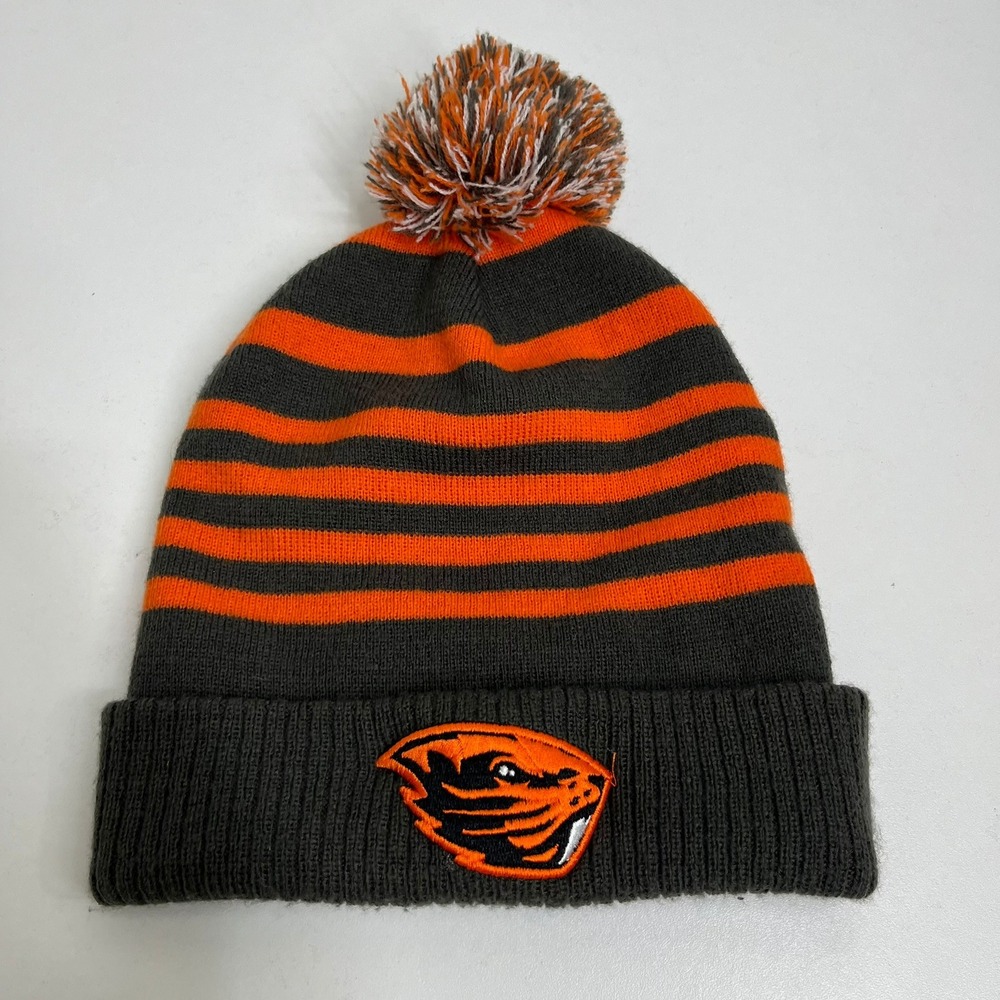 Captivating Headwear Oregon State Beavers OSU Mens Knit Beanie Pom Hat Orange